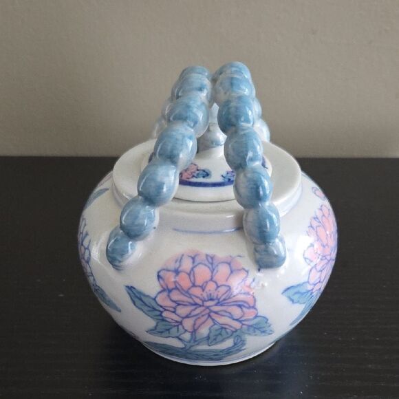 Floral Blue and White Ceramic Teapot - Picture 4 of 7